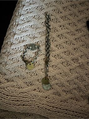 Two-Tone Chain Bracelet with Gold Coin Charm - Women
